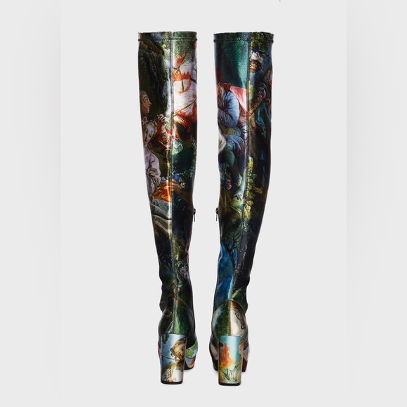 NEW Dolls Kill Da Vincis Demons Thigh High Boots Satin Size 10 NWOT - Picture 3 of 9